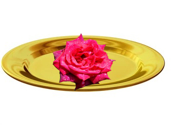 RedRoseOnGoldenPlate